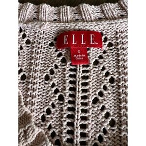 ELLE Peplum Sweater Pink Cotton Blend Pointelle Knit Coquette Balletcore